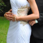 La Femme  Gold Sheer Cut Out Mini Prom Dress Size 6 Photo 0