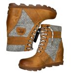 Sorel Lexie Wedge Boots Leather Camel Brown Waterproof Women’s Size 10 Photo 5