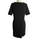 Mario Serrani  Ribbed Knit Sheath Dress M Black Short Sleeves Knee Length Stretch Photo 3