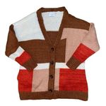 Lush Clothing Lush cream red camel Colorblock v-neck sweater women’s size large Photo 0