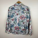 Coldwater Creek  Floral Striped‎ Button Down Shirt Size 16 Tropical Casual NEW Photo 2