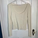 frame denim Frame Ivory Ribbed Knit Structured Stretch Sweater Zipper Cuffs W-789 Sz L Photo 2