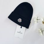 Moncler Logo-Appliquéd Ribbed Cotton Beanie Black Photo 1