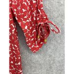 Michael Kors MK Women's Blouse Short Ruched Sleeve Size Small Red Cotton blend Photo 2