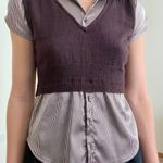 Iz Byer BROWN STRIPED SWEATER VEST Photo 0