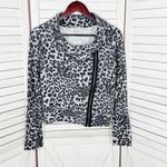 Anthropologie Bordeaux Leopard Print Side Zip Knit Moto Jacket Grey Black Medium Funnel Neck‎ Photo 10