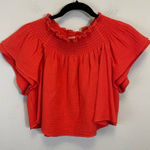 Apiece Apart  Orange Off The‎ Shoulder Gauzy Smocked Crop Blouse Size 4 Photo 0