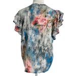 Tolani  Small  Top Blouse Short Sleeve Ruffled Abstract Colorful Boho Lagenlook Photo 3