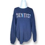 Gildan Navy Scientist Floral Graphic Sweatshirt Medium Gift Ready Teacher STEM Crewneck Photo 1