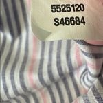 Ann Mashburn Button Down Shirt S elbow sleeve frill Linen Poplin Blue Pink Strip Photo 6