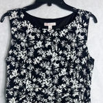 Dress Barn Black Floral Sleeveless Scoop Neck Jersey Banded Waist Dress Sz 10 Photo 2