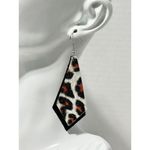 Animal Sequin Embellished Leather Dangle & Crystal Round Earrings Black 2 Pairs Photo 2