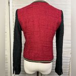 Mango Tweed Boucle Blazer/Jacket Burgundy & Black with Chain Details-Small Photo 3