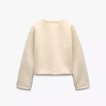 ZARA  Jacket coat teddy fur ivory cream cropped toggle  Photo 12