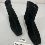 Nine West Womans  Solset Size 9.5 W Black Square Toe Zip Block Heel Ankle Boots Photo 0