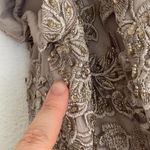 La Femme 26806 Short Sleeve Embroidered Bodice Ruched Mermaid Gown in Champagne Photo 12