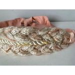 Vintage Statement Braided Waist Belt Womens Ivory Pink Tie Fabric 80s 90s Boho Photo 3