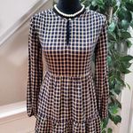 Loft Blue Yellow Plaid Puff Sleeve Swing Long Sleeve Casual Top Blouse Size XS Photo 0