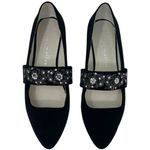 Bettye Muller Black Velvet Pointed Toe Flats Sequins Floral Embroidery Womens 7M Photo 2