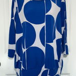 Susan Graver  Blue White Abstract Circle Print 3/4 Sleeve Top Women Size M Photo 0