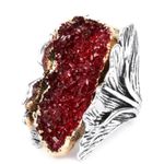 Unique Silver Color Ginkgo Leaf Rings Personality Red Crystal Stone Photo 4