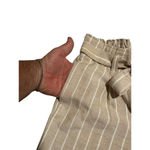 Liverpool Wide Leg Pants Women's Size S Cropped Beige White Striped Tie Waist Tan Photo 4