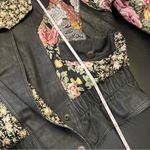 Vintage Paris Sport Club Black Leather Floral Patchwork Jacket Large Boho Photo 11