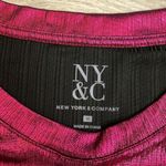 New York And Company Hot Pink Shimmery 3/4 Sleeve Wrap Blouse Size Medium Photo 4