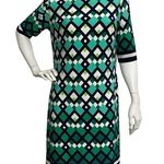 Eliza J Green Vibrant Diamond Geo Print Abstract Lined Shift Dress Womens Sz 8 Photo 1