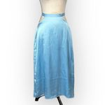 We Wore What Midi Skirt Women's Medium Light Blue Satin Tie Back A-Line NWOT Photo 2