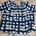 Sonoma Women's Off-The-Shoulder Peasant Blouse 3X Dark Blue White Smocked Loose Photo 9