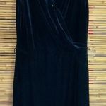 NY & Co. L Black Stretch Velvet Sleeveless Shift Dress Funeral Size L Photo 0