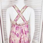 Loft  Silk Ikat Tribal Print Maxi Dress Sundress Pink Cream Size 2 Photo 8