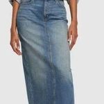 Reformation  Cotton Blue Wash Daria Ultra High Rise Denim Maxi Skirt Merritt 26 Photo 0