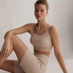 Oysho knit ribbed tan beige soft biker shorts Photo 1