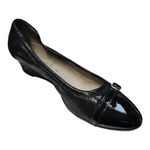 AGL Black Wedges Patent Leather Cap Toe Round Shimmery Suede Shoes EU 38.5 US 8 Photo 1