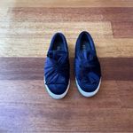MIA Navy Velvet Slip-On Sneakers with Bow Tie on Top Photo 3