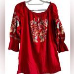 Free People  Red Embroidered Women's Top Photo 0