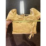 Sugar Lips Sugar + Lips Crop Top Mustard Sz Med Puff Sleeve Zip Back Boho Vibes Photo 7