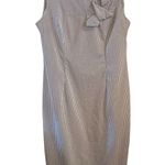 Calvin Klein Sleeveless Sear Sucker Sheath w/ Round Neck & Bow Knot Detail sz10 Photo 0