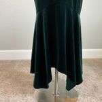 AQUA Green Velvet High-Low Midi Sheath Cocktail Dress Size 6 Sleeveless V-Neck Photo 5