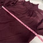 Joie Imperfect  long sleeved smocked top sheer overlay/sleeves deep wine large Photo 11