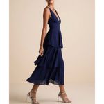 Lulus NWT Women's Celebration Time Navy Blue Sleeveless Tiered Midi Dress Size L Photo 1