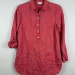 J.Jill Love Linen Top Womens XS Petite Red Watermelon Button Front Tunic Coastal Photo 0