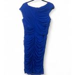 Tadashi Shoji 8 royal blue ruched cocktail dress asymmetrical Fitted Flattering Photo 2