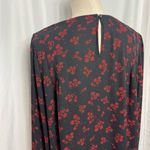 Loft  Petite Garden Ruffle Cuff Black Red Floral Long Sleeve Top Large NWOT Photo 7
