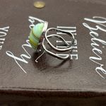Vintage 70s Mint Green Striped Ring Adjustable Photo 3