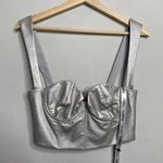 NEW Silvia Astore Bustier Metallic Alexa Bra Crop Top Silver Size‎ IT 40/ US 4 Photo 2