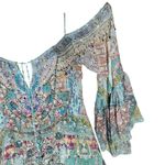 Camilla Silk Drop Shoulder Metallic Sparkle Embellished Boho Top Blouse XS Photo 3
