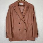 En Saison Faux Leather Oversized Double Breasted Blazer Jacket NWOT Size Medium Pink Photo 0